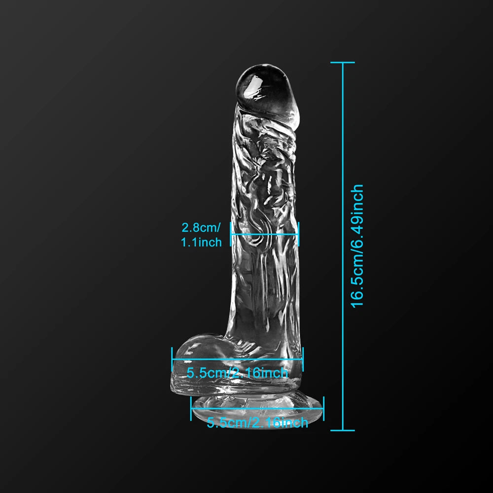 LuxeRide Transparent Suction Dildo – Soft & Realistic