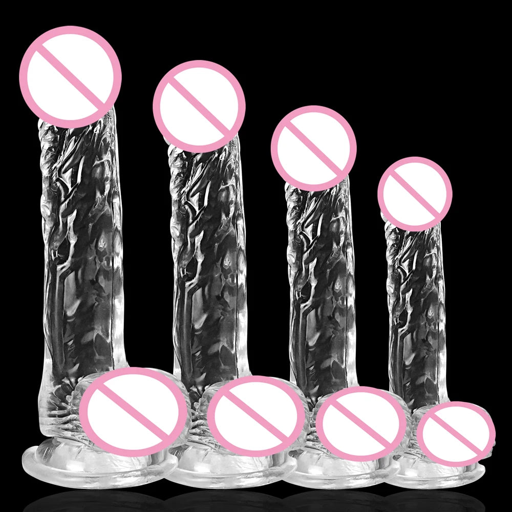 LuxeRide Transparent Suction Dildo – Soft & Realistic
