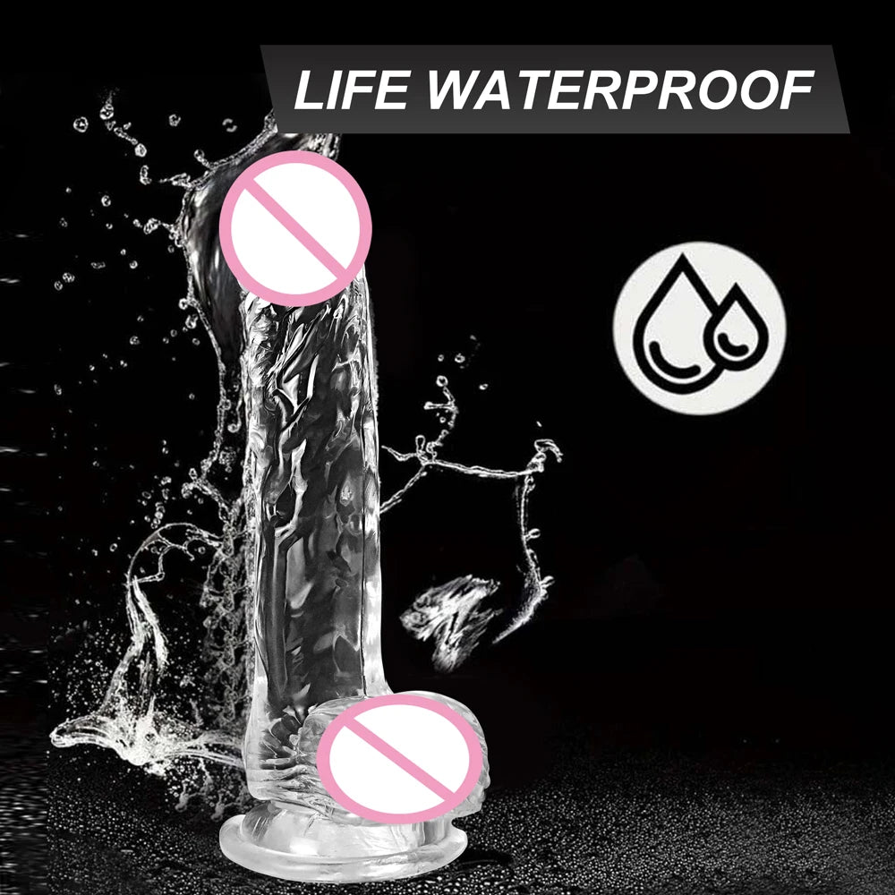 LuxeRide Transparent Suction Dildo – Soft & Realistic