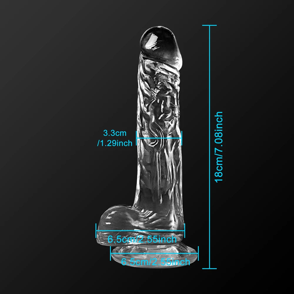 LuxeRide Transparent Suction Dildo – Soft & Realistic