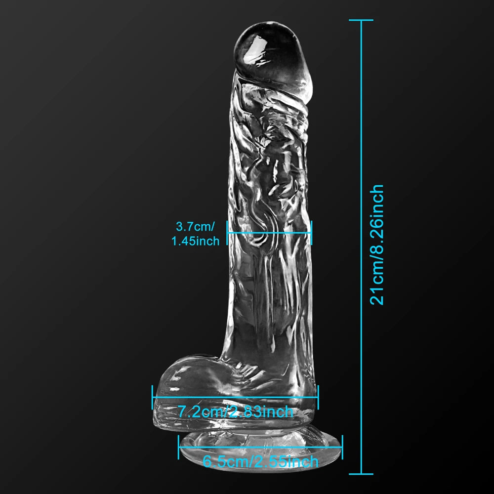 LuxeRide Transparent Suction Dildo – Soft & Realistic