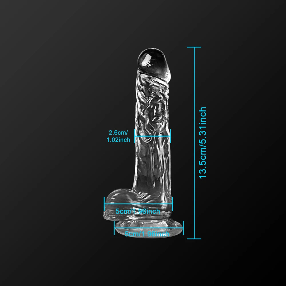 LuxeRide Transparent Suction Dildo – Soft & Realistic