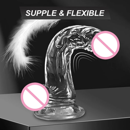 LuxeRide Transparent Suction Dildo – Soft & Realistic
