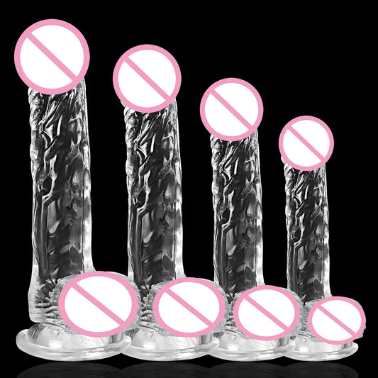 LuxeRide Transparent Suction Dildo – Soft & Realistic